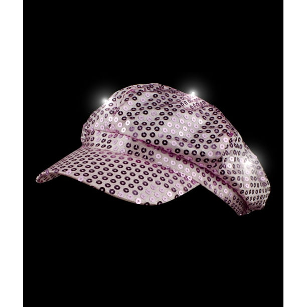 Sequin LED Newsboy Cap Pink